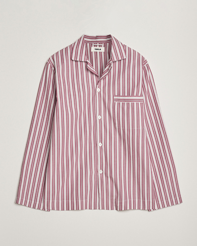 Tekla Poplin Pyjama Shirt Rhubarb Stripes – Rosso