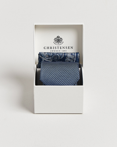 Amanda Christensen Box Set Silk 8 cm Tie And Pocket Square Sky Blue – Blu