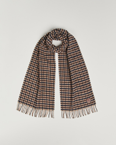 Amanda Christensen Merino Wool Check Scarf Navy/Beige – Marrone
