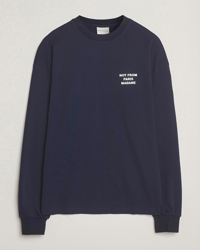 Drôle de Monsieur Slogan Long Sleeve T-Shirt Navy – Blu