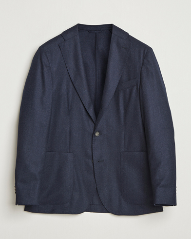Eton Wool Flannel Patch Pocket Blazer Navy – Blu