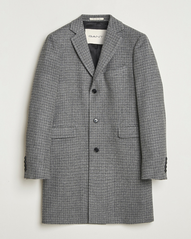 Gant Classic Wool Houndstooth Coat Black – Nero