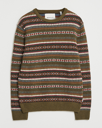 Gant Fair Isle Knitted Crew Neck Sweater Country Green – Verde