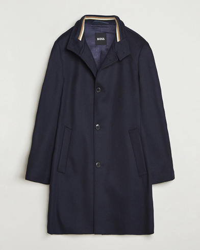 BOSS BLACK Hyde Stand Up Collar Coat Dark Blue – Blu