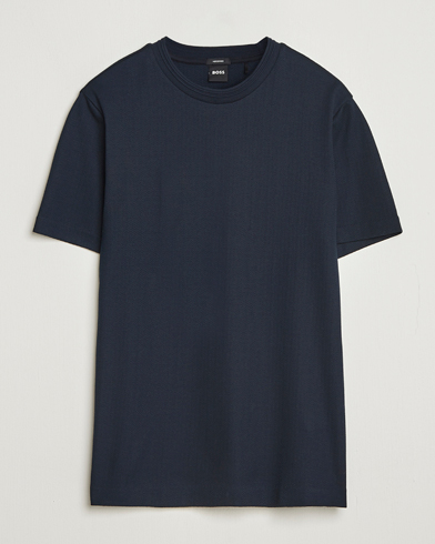 BOSS BLACK Thompson Structured Crew Neck T-Shirt Dark Blue – Blu