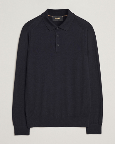 BOSS CAMEL Ovio Wool/Cashmere Knitted Polo Dark Blue – Blu