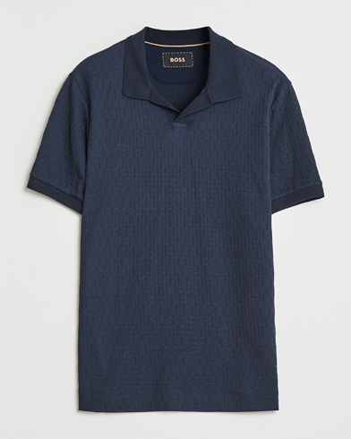 BOSS CAMEL Parson Structured Open Collar Polo Dark Blue – Blu