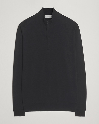 John Smedley Barrow Extra Fine Merino Half Zip Black – Nero