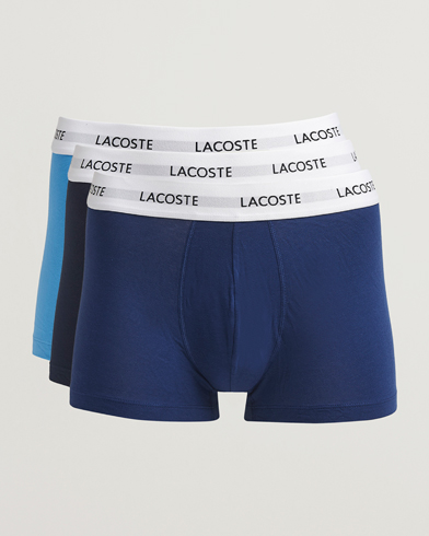 Lacoste 3-Pack Stretch Cotton Trunks Blue – Blu