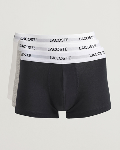 Lacoste 3-Pack Stretch Cotton Trunks Black/White/Grey – Bianco