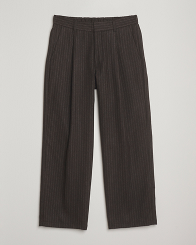 NN07 Kay Wool Pleated Pinstriped Trousers Brown – Marrone