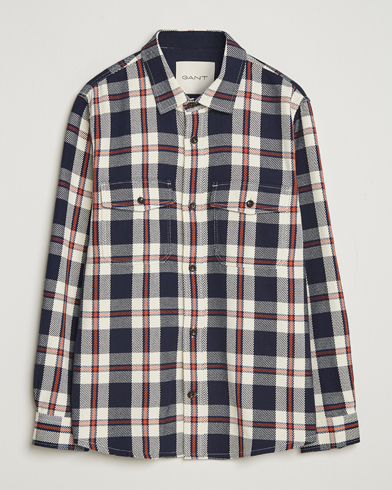 Gant Heavy Twill Checked Overshirt Evening Blue – Blu