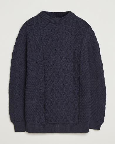 Gloverall Aran Wool Knitted Sweater Navy – Blu
