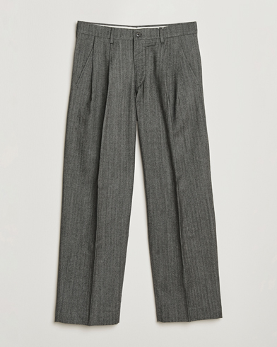 NN07 Justin Double Pleated Herringbone Trousers Grey – Grigio