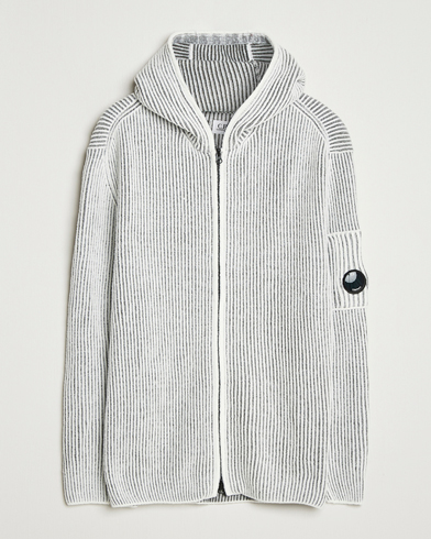 C.P. Company Knitted Full Zip Hood White/Grey – Grigio
