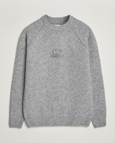 C.P. Company Extra Fine Merino Logo Crew Neck Grey – Grigio