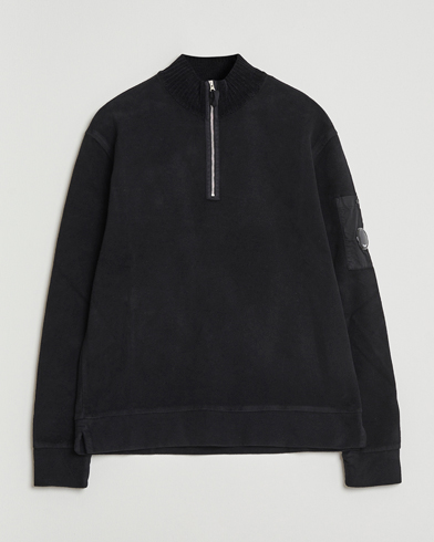 C.P. Company Brushed Emerized Diagonal Fleece Half Zip Black – Nero