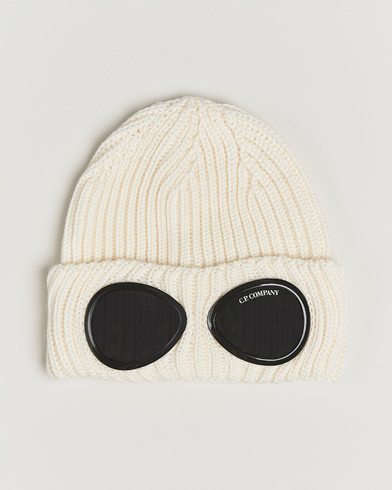 C.P. Company Knitted Merino Goggle Beanie White – Bianco
