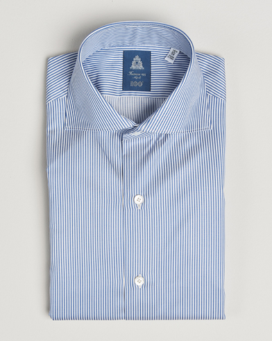 Finamore Napoli Milano Slim Cotton Twill Shirt Blue Stripe – Blu