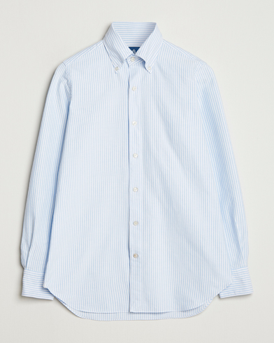 Finamore Napoli Gaeta Oxford Button Down Shirt Light Blue Stripe – Blu