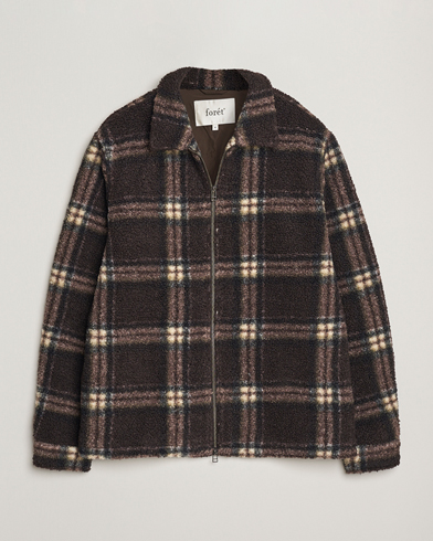 Forét Cabin Check Zip Fleece Brown – Marrone
