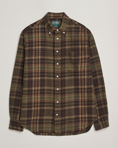 Gitman Vintage Brushed Winter Madras Button Down Shirt Brown/Olive – Marrone