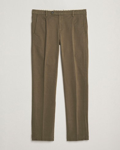 Massimo Alba Ionio Pleated Moleskine Trousers Military – Marrone
