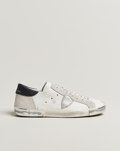 Philippe Model Prsx Low Top Leather Sneakers White/Silver – Bianco