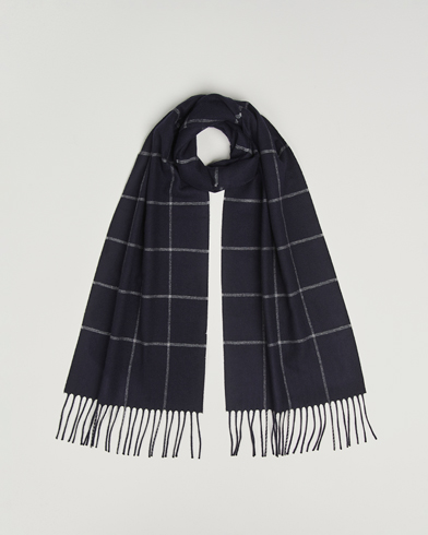 Piacenza Cashmere Cashmere/Silk Window Pane Scarf Navy – Blu