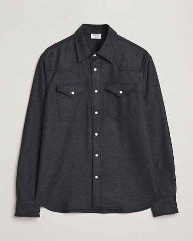 Filippa K Western Wool Shirt Anthracite Melange – Grigio