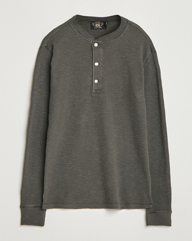 RRL Long Sleeve Henley Faded Black – Grigio