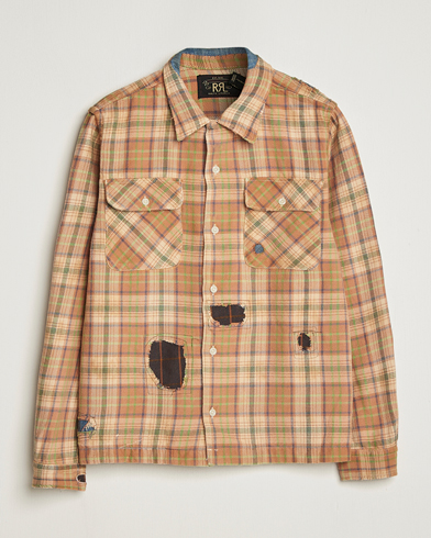 RRL Carter Repaired Flannel Overshirt Orange/Tan – Arancione