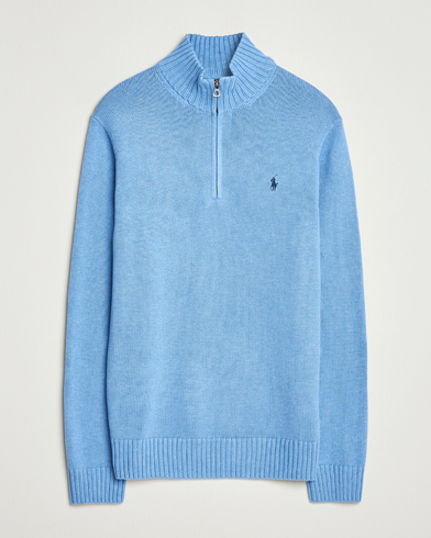 Polo Ralph Lauren Cotton Pullover Half Zip Soft Royal Heather – Blu