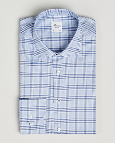 Stenströms Regular Fit Checked Cut Away Shirt Blue – Blu