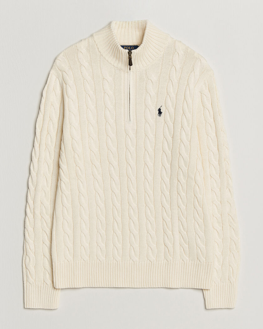 Polo Ralph Lauren Cotton Cable Half Zip Andover Cream – Bianco