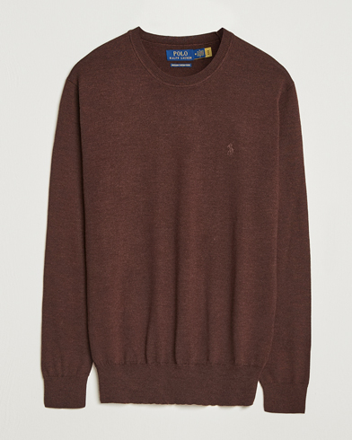 Polo Ralph Lauren Merino Crew Neck Pullover Burnt Brown Melange – Marrone