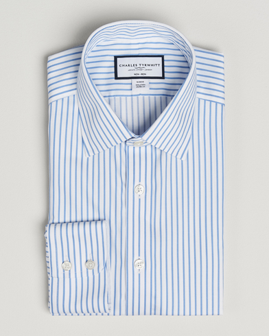 Charles Tyrwhitt Slim Fit Non Iron Twill Stripe Shirt Blue – Bianco