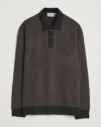 Carhartt WIP Lowis Houndstooth Polo Vitola Heater – Marrone
