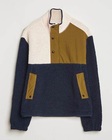 Drake's Colourblock Half-Zip Fleece Navy/Ecru/Yellow – Blu