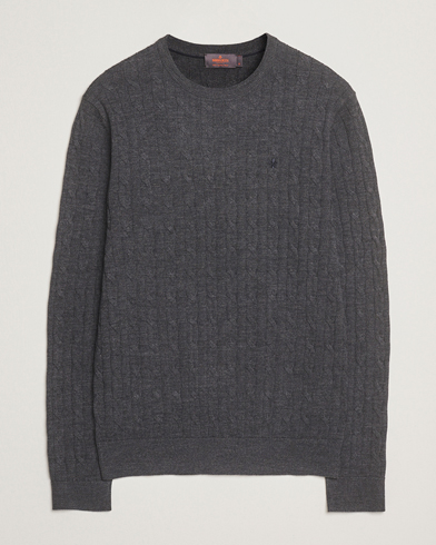 Morris Merino Cable O-Neck Grey – Grigio