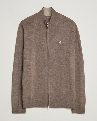 Morris Merino Full Zip Cardigan Brown – Marrone
