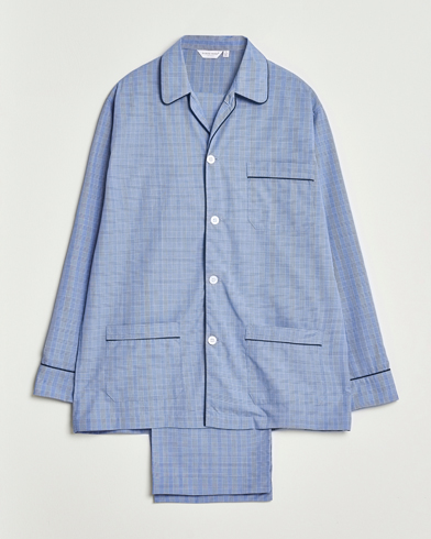Derek Rose Piped Cotton Pyjama Set Light Blue – Blu