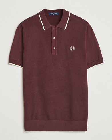 Fred Perry Pique Knitted Tipped Polo Oxblood – Rosso
