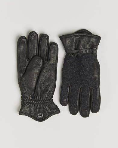 Hestra Daniel Wool/Goat Leather Glove Charcoal/Black – Nero