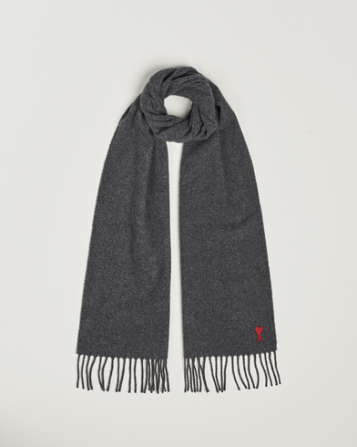 AMI Heart Logo Scarf Dark Grey – Grigio