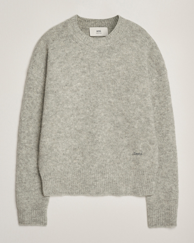 AMI Signature Alpaca Knitted Sweater Light Grey Melange – Grigio