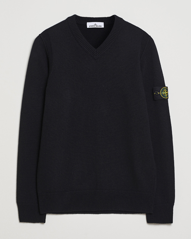 Stone Island Knitted Lambswool V-Neck Black – Nero