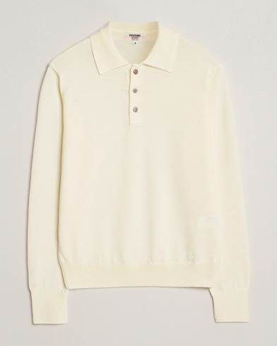 Kamakura Shirts Long Sleeve Knitted Polo Off White – Bianco