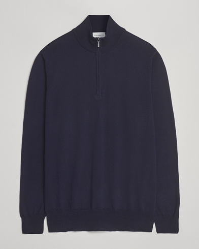 Morgano Extra Fine Merino Wool Half-Zip Navy – Blu