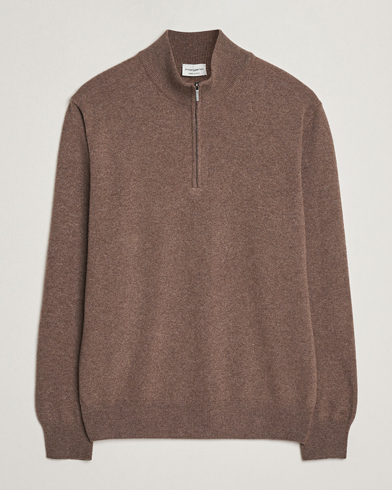 Morgano Wool/Cashmere Half-Zip Brown – Marrone